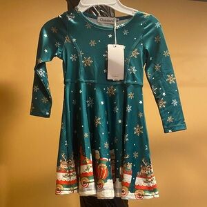 Teal Snowflake Holiday Dress